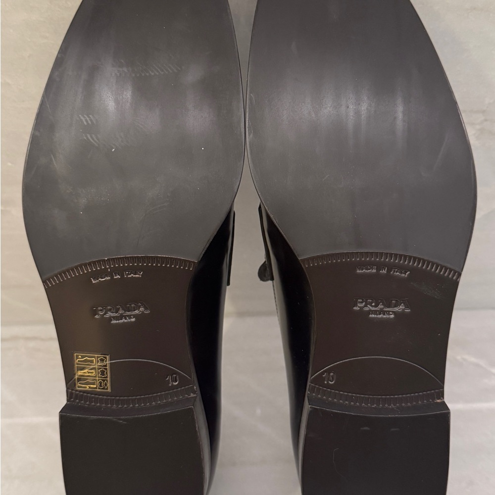 Prada Men's Dark brown Leather Loafers worn twice . prada size 10 in america 11 - Picture 5 of 5